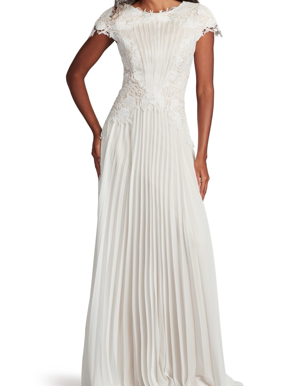 Embroidered Lace Cap Sleeve Gown